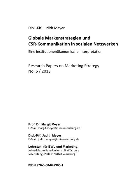 Globale Marken und CSR- Kommunikation in sozialen Netzwerken