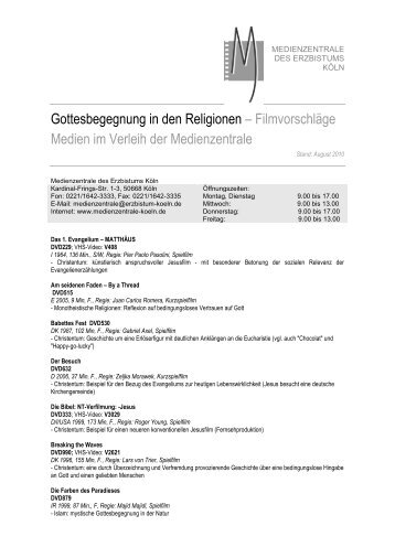 Gottesbegegnung in den Religionen - Filmtipps - Erzbistum Köln