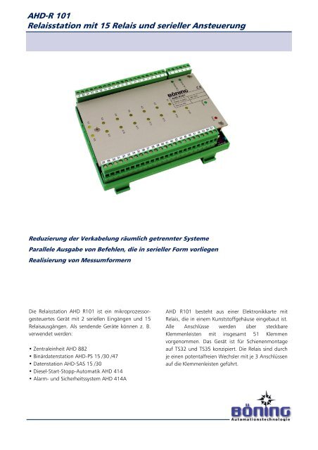 AHD-R 101 Relaisstation mit 15 Relais und serieller Ansteuerung