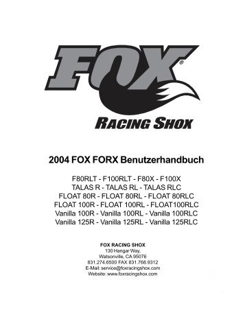 2004 FOX FORX Benutzerhandbuch