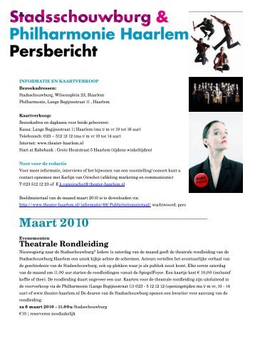 INFORMATIE EN KAARTVERKOOP - Theater Haarlem