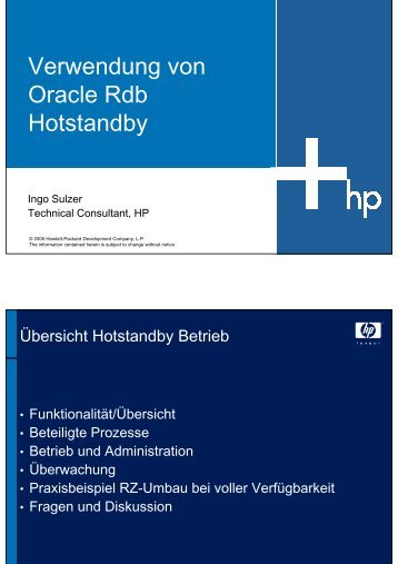 Verwendung von Oracle Rdb Hotstandby