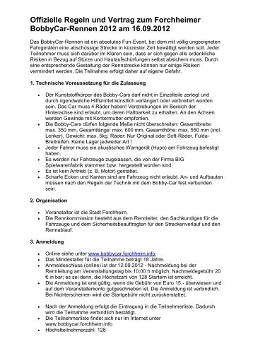 Offizielle Regeln und Vertrag zum Forchheimer BobbyCar ... - Annafest