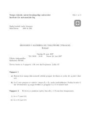 EKSAMEN I ALGEBRA OG TALLTEORI (TMA4150) Bokmål