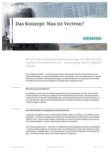 Das Konzept: Was ist Vectron - Siemens Mobility