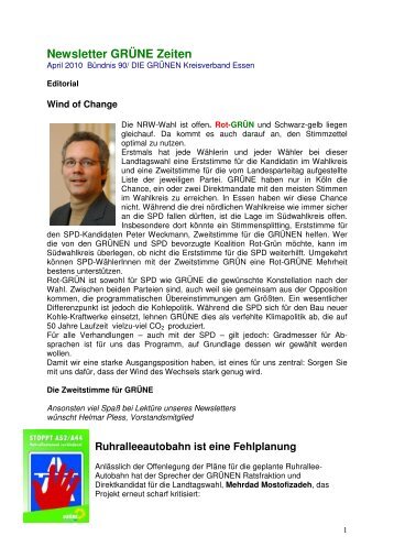 Newsletter GRÜNE Zeiten - Die Grünen Essen