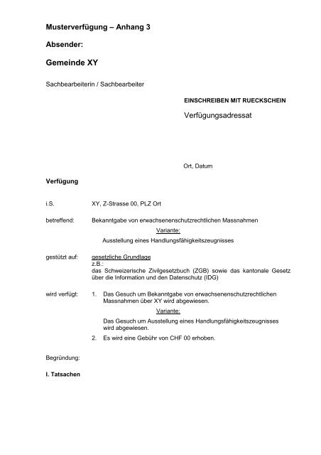 Anhang 3: Musterverfügung - Verband Schweizerischer ...