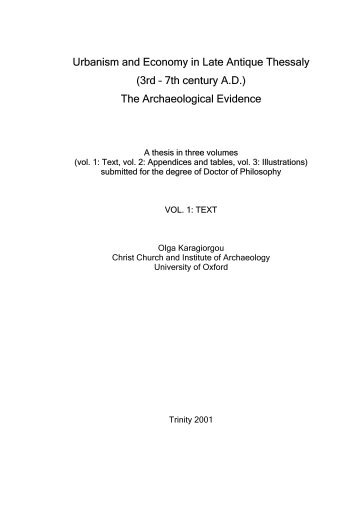 Urbanism and Economy in Late Antique Thessaly - The Byzantine ...