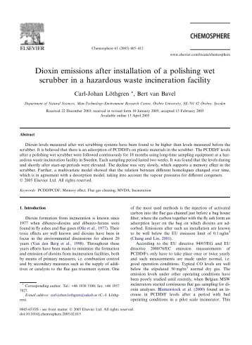 Dioxin emissions after installation of a polishing wet ... - BVSDE