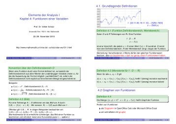 Elemente der Analysis I Kapitel 4: Funktionen einer Variablen