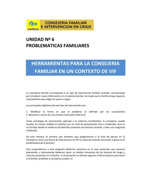 herramientas para la consejeria familiar en un contexto de vif