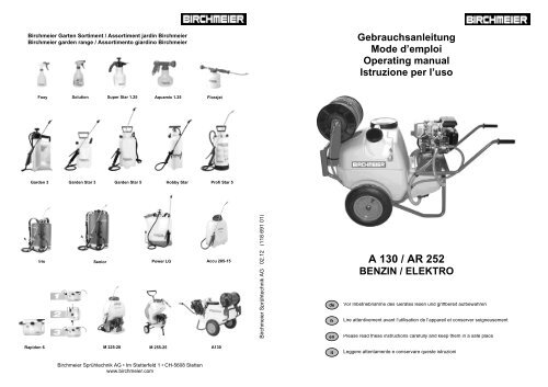 A 130 / AR 252 BENZIN / ELEKTRO - Birchmeier Sprühtechnik AG