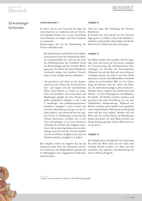Lehrerhandreichung (pdf) - Benedikt