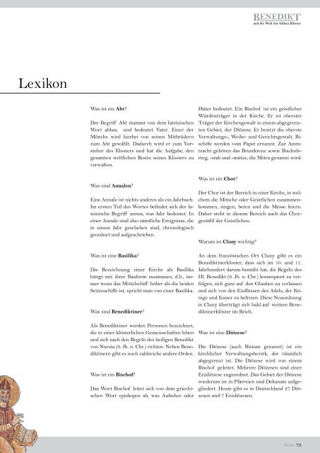 Lehrerhandreichung (pdf) - Benedikt