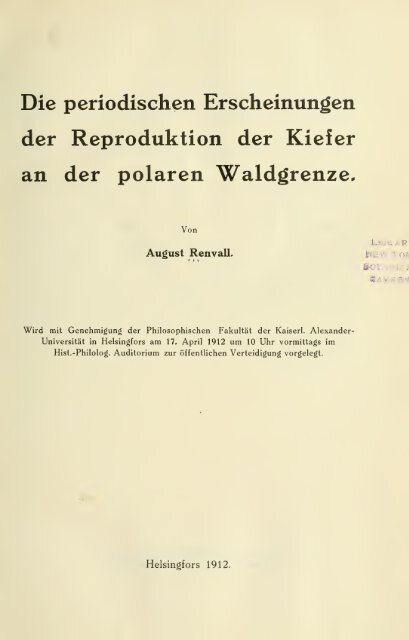 Die periodischen Erscheinungen der Reproduktion der ... - Helda