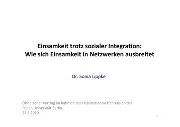 Einsamkeit trotz sozialer Integration: Wie sich ... - Userpage