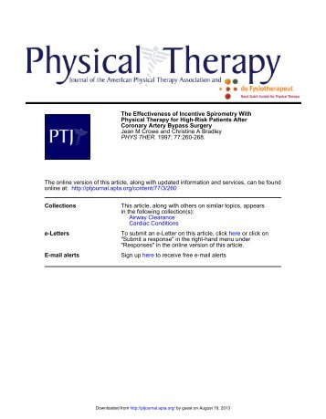 The Effectiveness of Incentive Spirometry With Physical Therapy for ...