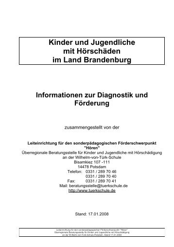 Kinder und Jugendliche mit Hörschäden im Land Brandenburg