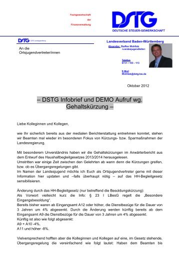 2012.10.16 Information an die OJV - DSTG Baden-Württemberg