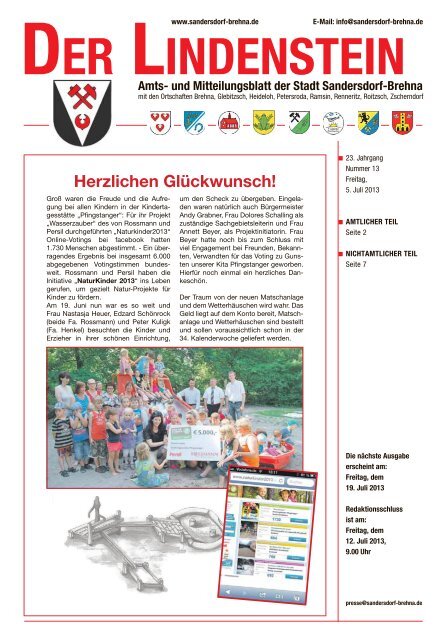 Ausgabe 13_2013 vom 05_07_2013 - Stadt Sandersdorf-Brehna