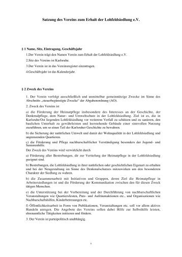 Vereinssatzung im pdf Format herunterladen - Lohfeldsiedlung