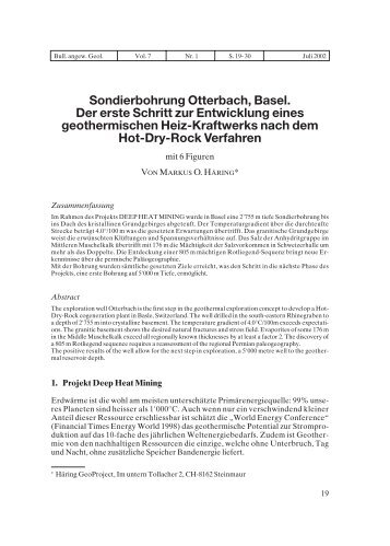 Sondierbohrung Otterbach, Basel. Der erste Schritt zur Entwicklung ...