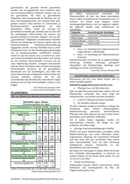 Beraterrundbrief Landwirtschaft Februar 2013 - Demeter