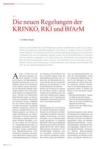 Die neuen Regelungen der KRINKO, RKI und BfArM