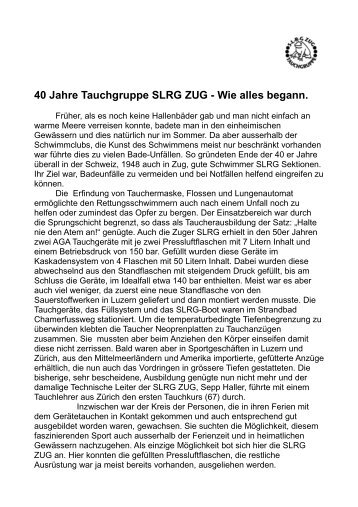 Chronik der Tauchgruppe - SLRG Schweiz