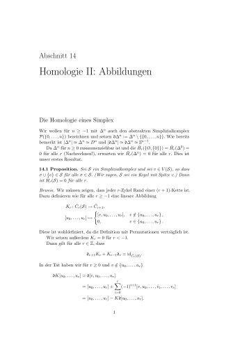 Homologie II: Abbildungen