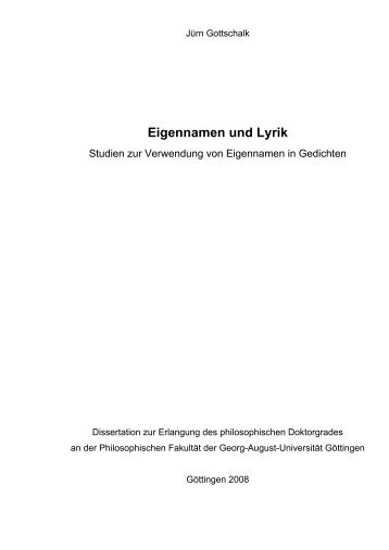 Eigennamen und Lyrik - eDiss - Georg-August-Universität Göttingen