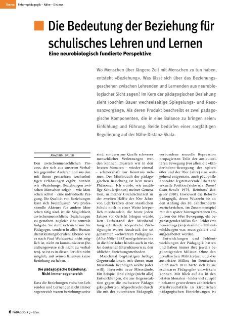 Die Bedeutung der Beziehung für schulisches Lehren und Lernen ...