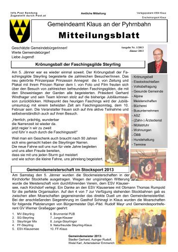 Jänner 2013 - Gemeinde Klaus an der Pyhrnbahn