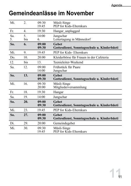 Input November 2011 - Pfingstgemeinde Uster