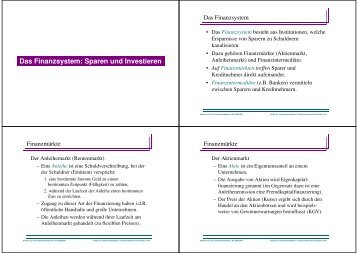 Das Finanzsystem: Sparen und Investieren - Christian-Albrechts ...
