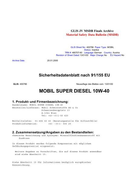 MOBIL SUPER DIESEL 10W-40 - Webkat