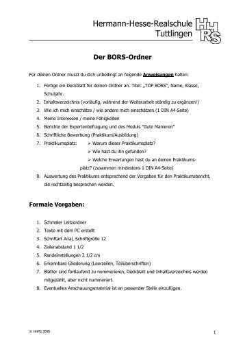 BORS-Ordnererstellung - Hermann-Hesse-Realschule Tuttlingen