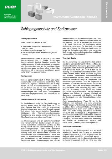 FE2.pdf Schlagregenschutz und Spritzwasser - Mauerwerksbau-Lehre