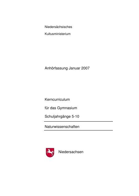 Kerncurriculum NW - Anhörfassung - neu! - Gymnasium Oedeme
