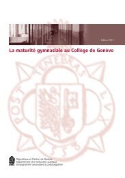 La maturité gymnasiale au Collège de Genève - Etat de Genève