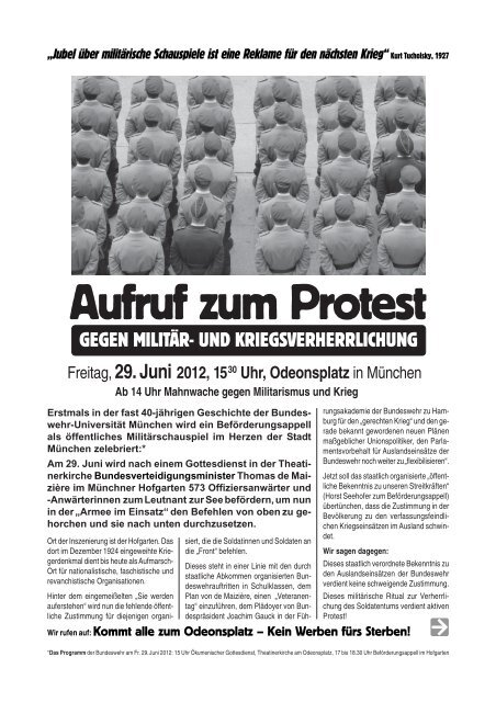 Aufruf zum Protest - Münchner Friedensbündnis