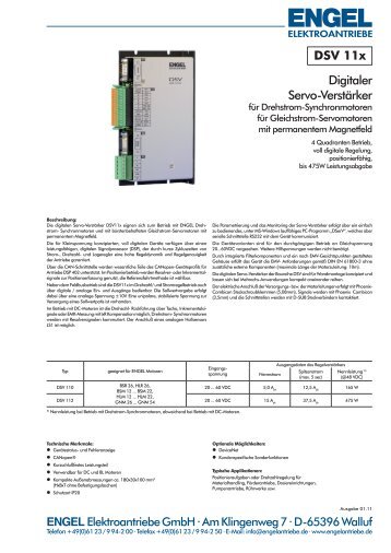 DSV 11x Digitaler Servo-Verstärker - ENGEL - Elektroantriebe