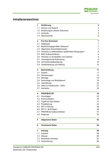 Handbuch CUBE20S PROFIBUS DP - Murrelektronik