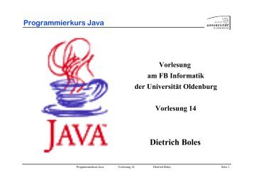 Fehlerbehandlung in Java - Universität Oldenburg