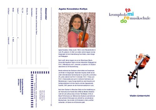 Violine (Fyler Agata Kowalska-Koltys) - Musikschule