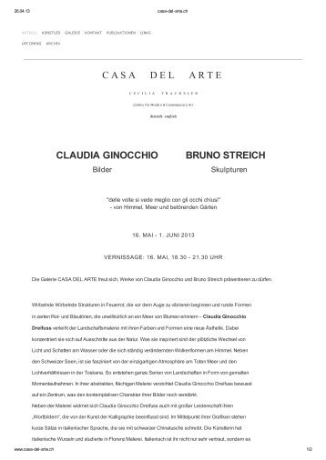 Download Pressetext Casa del Arte - Claudia Ginocchio Dreifuss