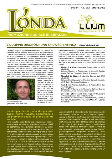 L'Onda n.1 - Coop LILIUM: la doppia diagnosi una sfida scientifica