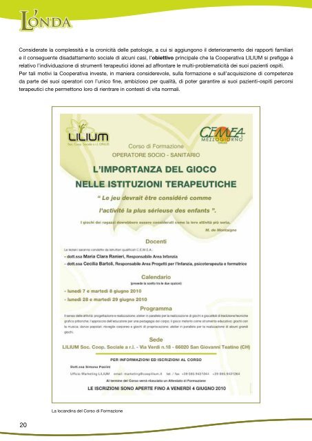 L'Onda n.6 - Coop LILIUM: conferenza l'abuso ai bambini