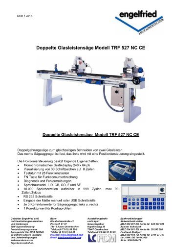 Doppelte Glasleistensäge Modell TRF 527 NC CE - web180 @ s01 ...