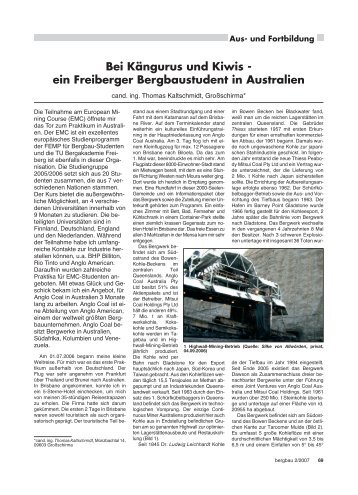 Bei Kängurus und Kiwis - ein Freiberger Bergbaustudent ... - RDB eV